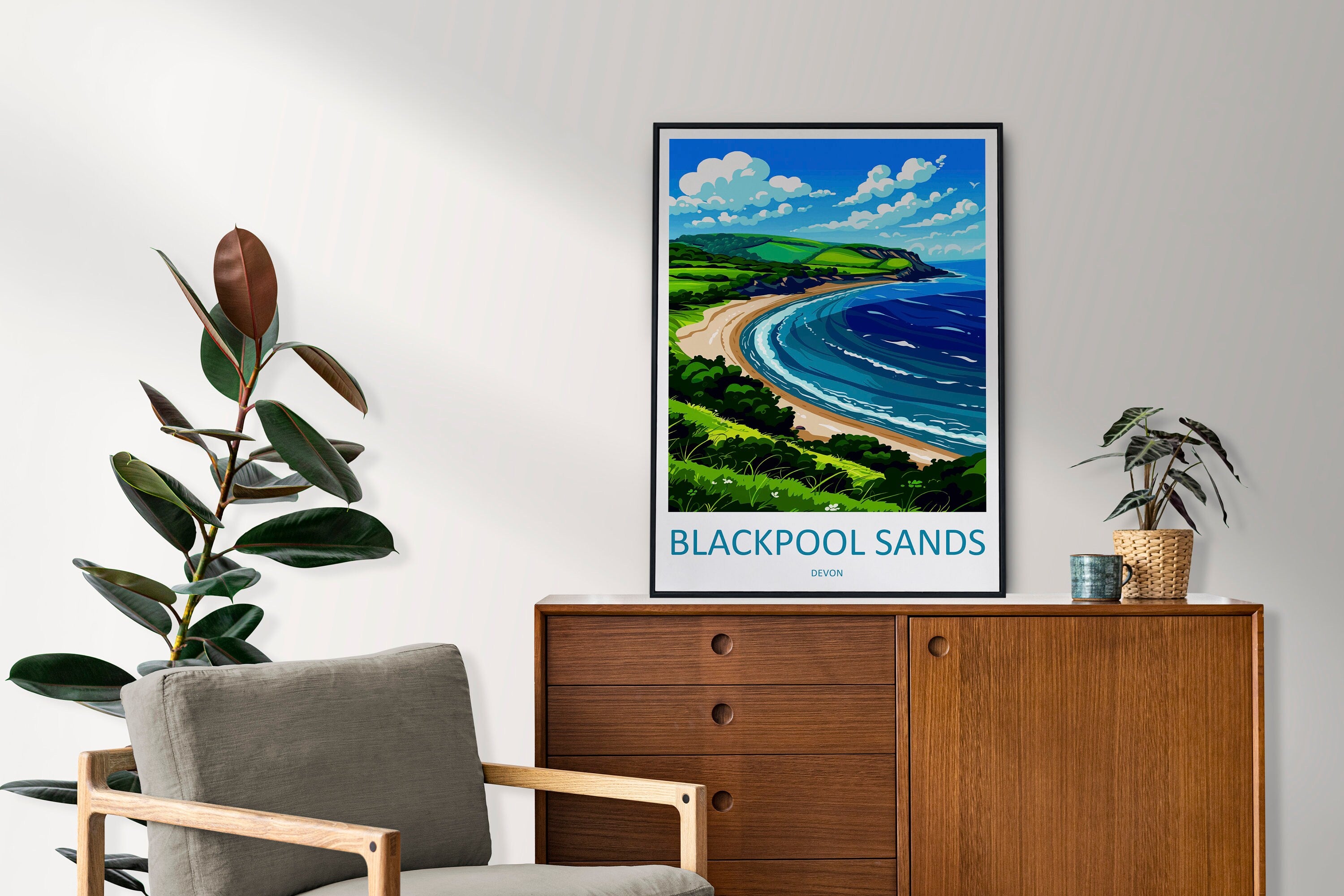 Blackpool Sands Travel Print