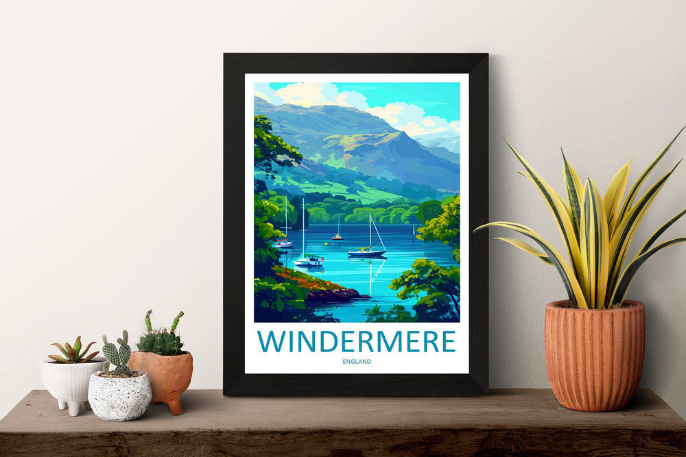 Windermere Travel Print Wall Art Windermere Wall Hanging Home Décor Windermere Gift Art Lovers England Art Lover Gift Windermere Souvenir