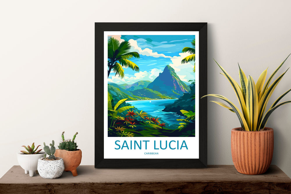 Saint Lucia Travel Print Wall Art Saint Lucia Wall Hanging Home Décor Saint Lucia Gift Art Lovers Wall Art Caribbean Travel Print Poster