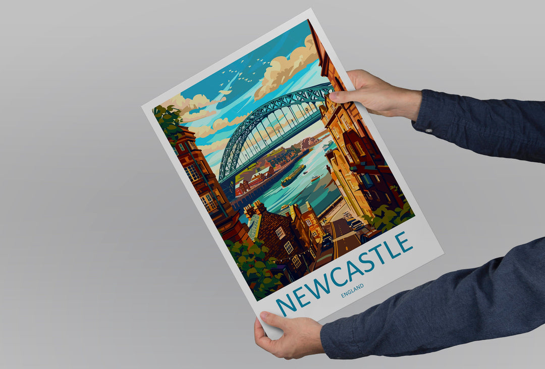 Newcastle Travel Print Wall Art Newcastle Wall Hanging Home Décor Newcastle Gift Art Lovers England Art Lover Gift Newcastle City Art Print