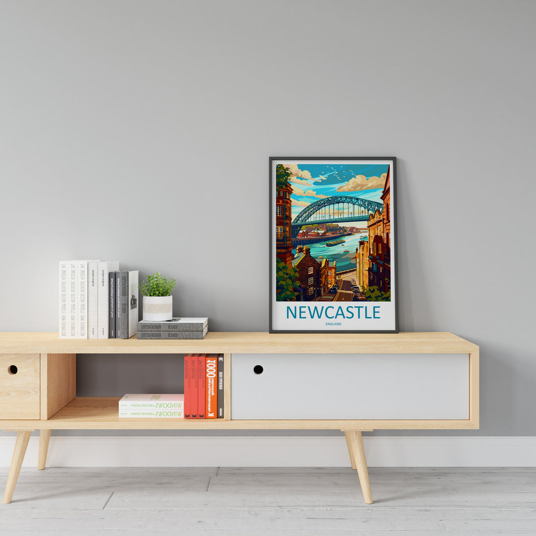 Newcastle Travel Print Wall Art Newcastle Wall Hanging Home Décor Newcastle Gift Art Lovers England Art Lover Gift Newcastle City Art Print