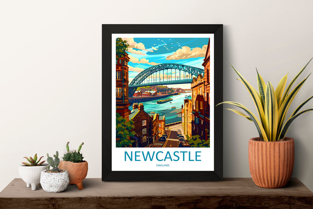 Newcastle Travel Print Wall Art Newcastle Wall Hanging Home Décor Newcastle Gift Art Lovers England Art Lover Gift Newcastle City Art Print