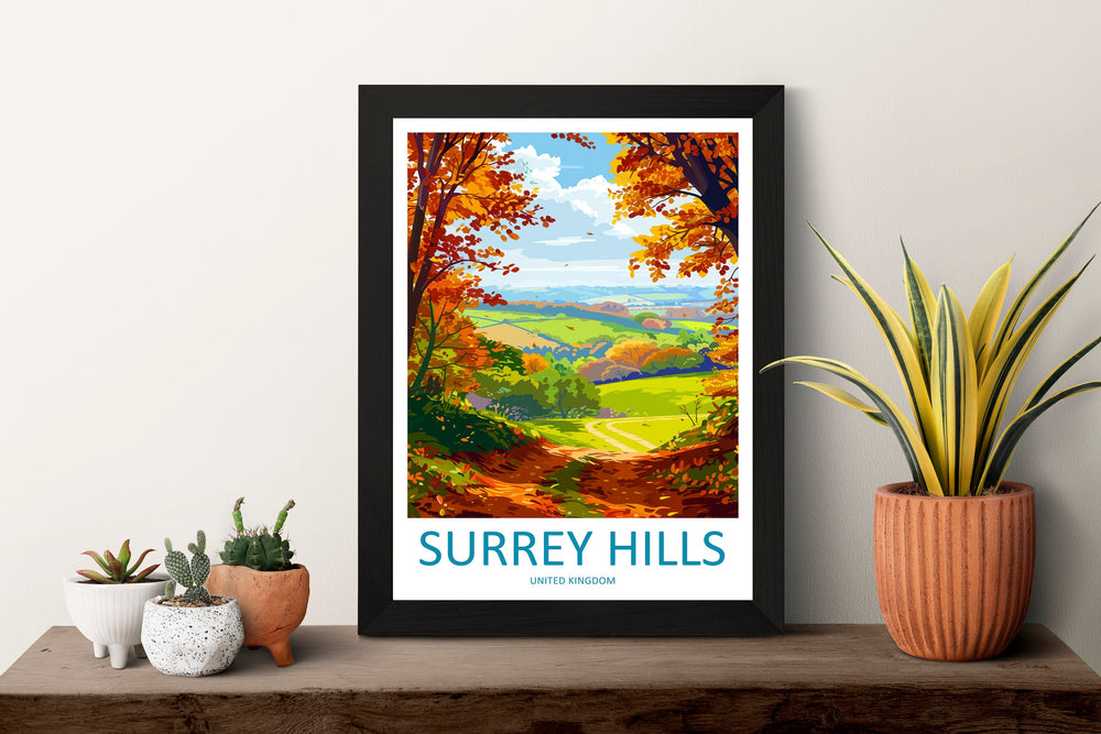 Surrey Hills Travel Print Wall Art Surrey Hills Wall Hanging Home Decoration Surrey Hills Gift Art Lovers Wall Art Print Art Surrey Hills