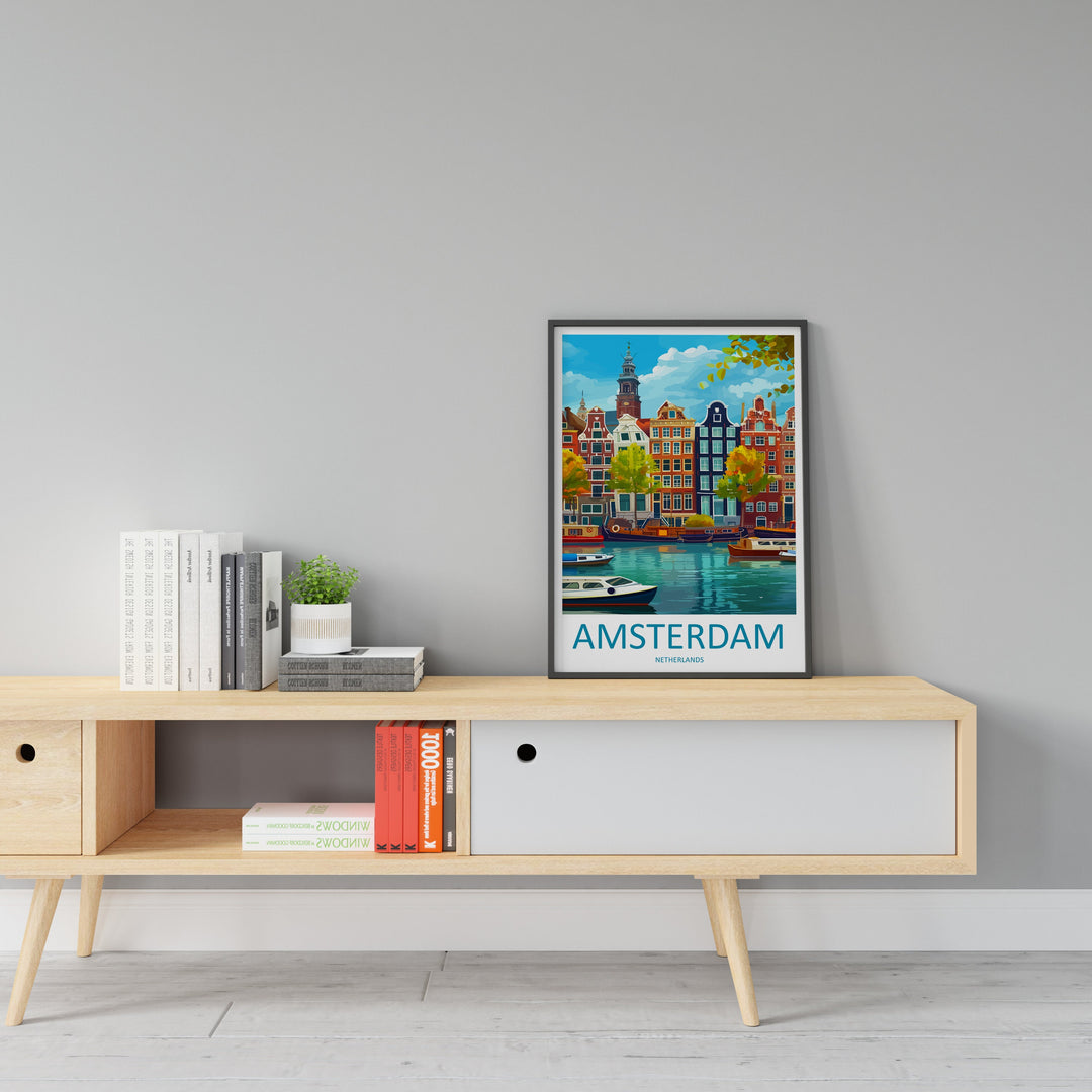 Amsterdam Travel Print Wall Art Amsterdam Wall Hanging Home Décor Amsterdam Gift Art Lovers Netherlands Art Lover Gift Amsterdam Decor