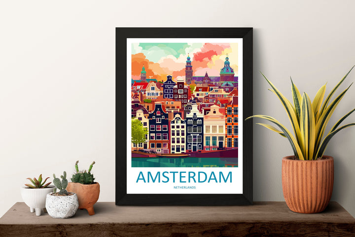 Amsterdam Travel Print Wall Art Amsterdam Wall Hanging Home Décor Amsterdam Gift Art Lovers Netherlands Art Lover Gift Amsterdam Decor