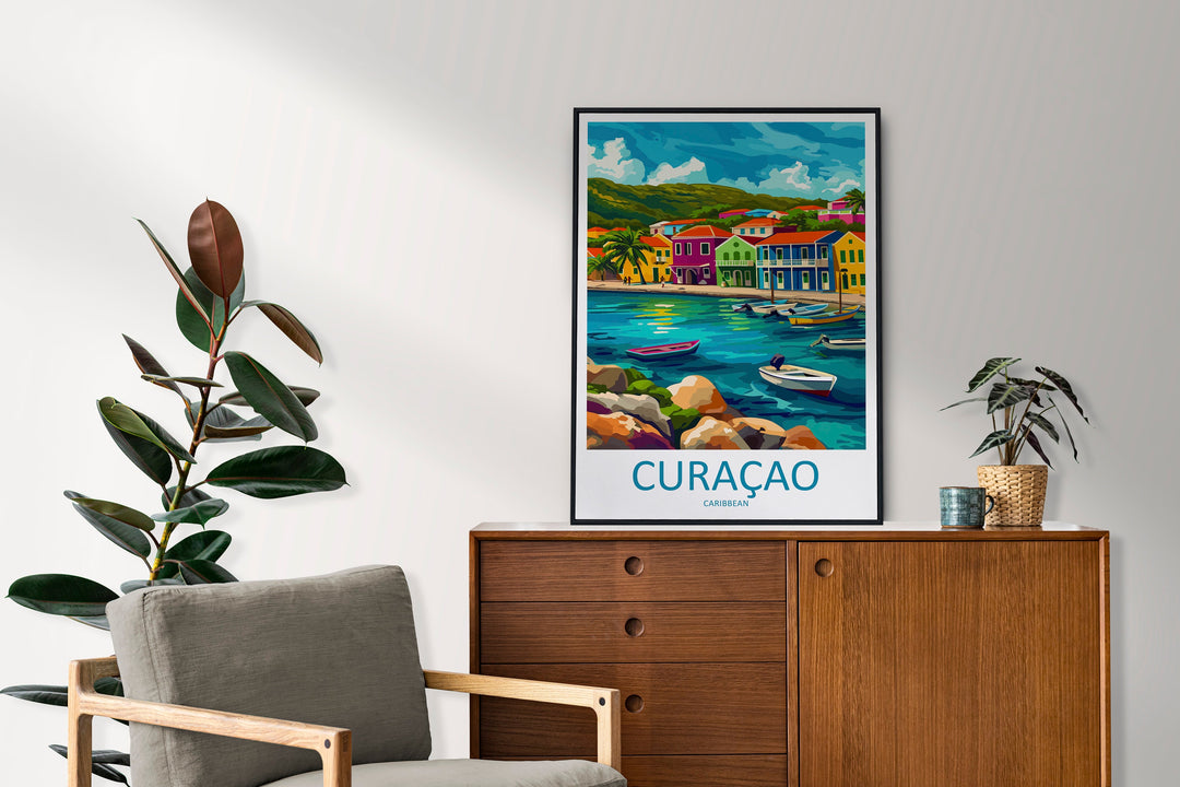 Curaçao Travel Print Wall Art Curaçao Wall Hanging Home Décor Curaçao Gift Art Lovers Wall Art Caribbean Travel Print Poster Gift