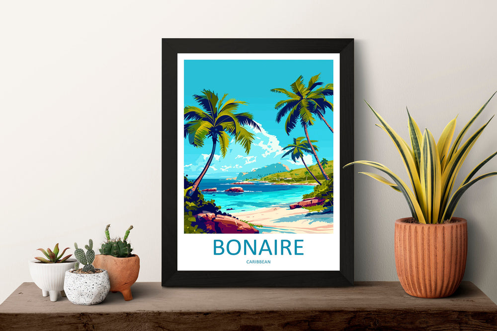 Bonaire Travel Print Wall Art Bonaire Wall Hanging Home Décor Bonaire Gift Art Lovers Wall Art Caribbean Travel Print Poster