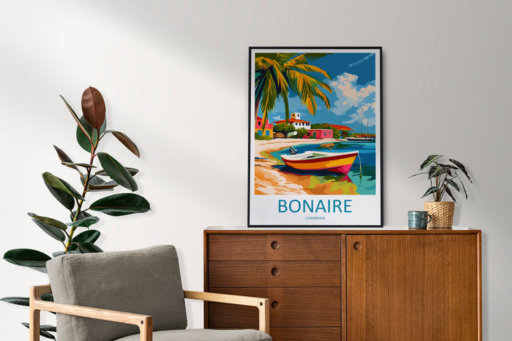 Bonaire Travel Print Wall Art Bonaire Wall Hanging Home Décor Bonaire Gift Art Lovers Wall Art Caribbean Travel Print Poster