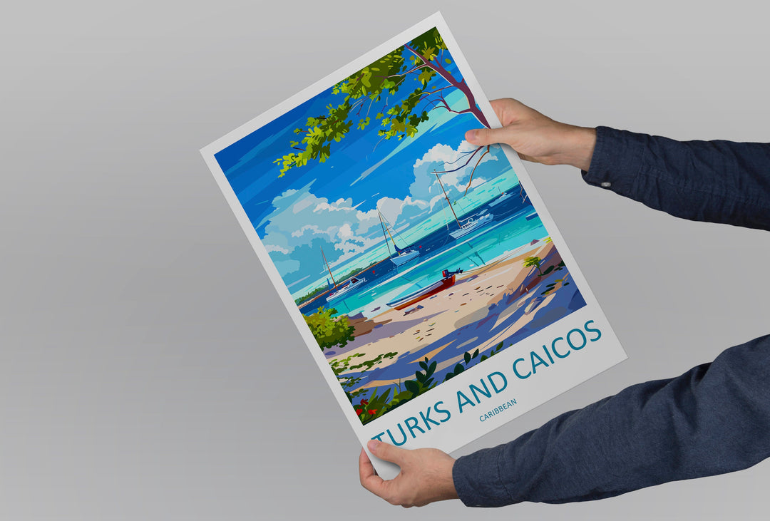 Turks and Caicos Islands Travel Print Wall Art Turks and Caicos Wall Hanging Home Décor Turks and Caicos Gift Art Lovers Wall Art Caribbean