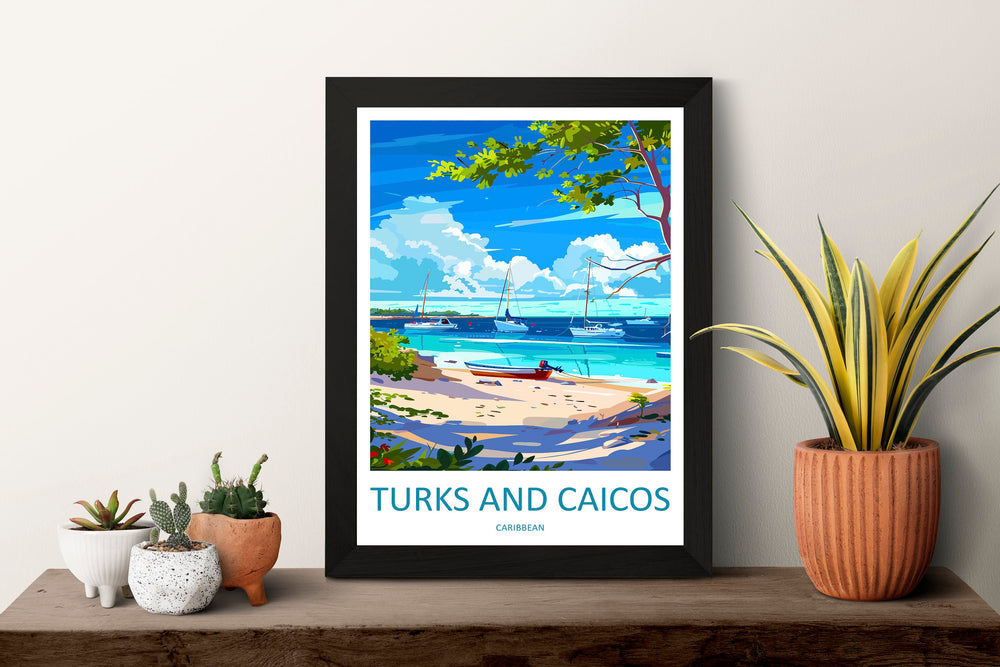 Turks and Caicos Islands Travel Print Wall Art Turks and Caicos Wall Hanging Home Décor Turks and Caicos Gift Art Lovers Wall Art Caribbean