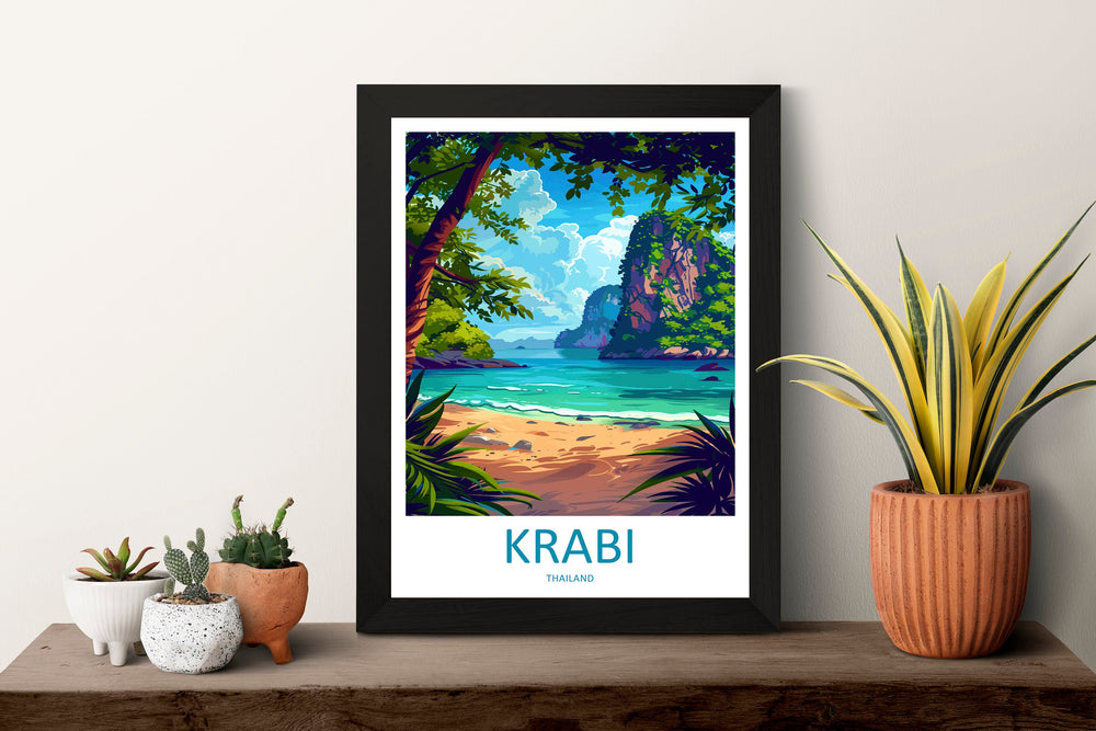 Krabi Travel Print Wall Art Krabi Wall Hanging Home Decor Krabi Gift Art Lovers Wall Art Thailand Travel Print Gift Thai Travel Art Krabi