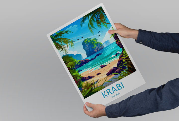 Krabi Travel Print Wall Art Krabi Wall Hanging Home Decor Krabi Gift Art Lovers Wall Art Thailand Travel Print Gift Thai Travel Art Krabi