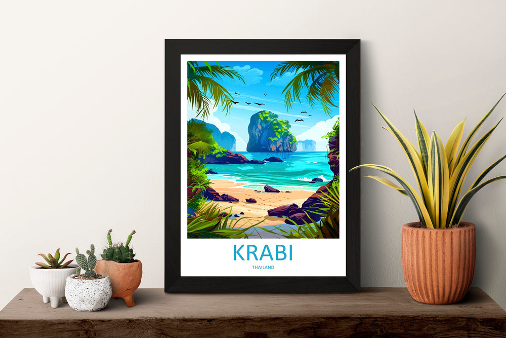 Krabi Travel Print Wall Art Krabi Wall Hanging Home Decor Krabi Gift Art Lovers Wall Art Thailand Travel Print Gift Thai Travel Art Krabi