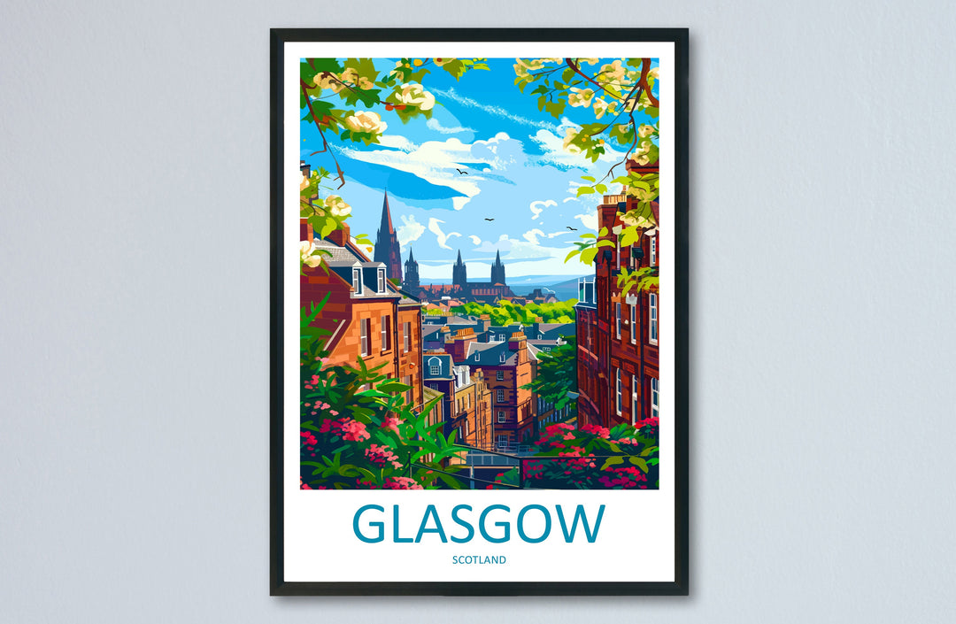 Glasgow Travel Print Wall Art Glasgow Wall Hanging Home Décor Glasgow Gift Art Lovers Scotland Art Lover Gift Glasgow Travel Artwork