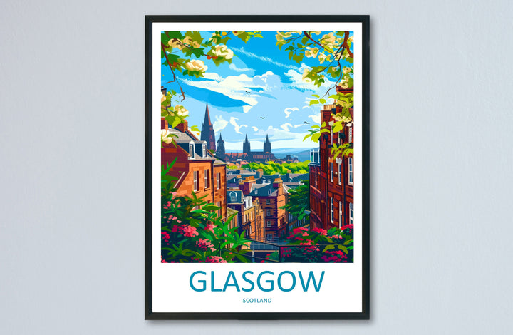 Glasgow Travel Print Wall Art Glasgow Wall Hanging Home Décor Glasgow Gift Art Lovers Scotland Art Lover Gift Glasgow Travel Artwork