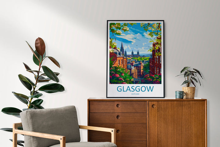 Glasgow Travel Print Wall Art Glasgow Wall Hanging Home Décor Glasgow Gift Art Lovers Scotland Art Lover Gift Glasgow Travel Artwork
