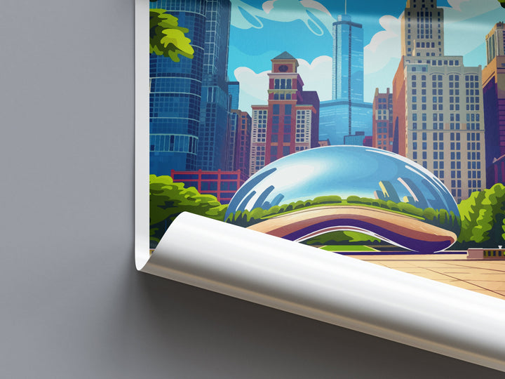 Chicago Travel Print Wall Art Chicago Wall Hanging Home Décor Chicago Gift Art Lovers Illinois Art Lover Gift Millennium Park Chicago Gift