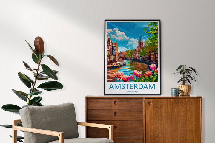 Amsterdam Travel Print Wall Art Amsterdam Wall Hanging Home Décor Amsterdam Gift Art Lovers Netherlands Art Lover Gift Amsterdam Decor