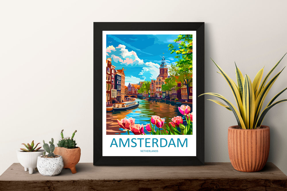 Amsterdam Travel Print Wall Art Amsterdam Wall Hanging Home Décor Amsterdam Gift Art Lovers Netherlands Art Lover Gift Amsterdam Decor