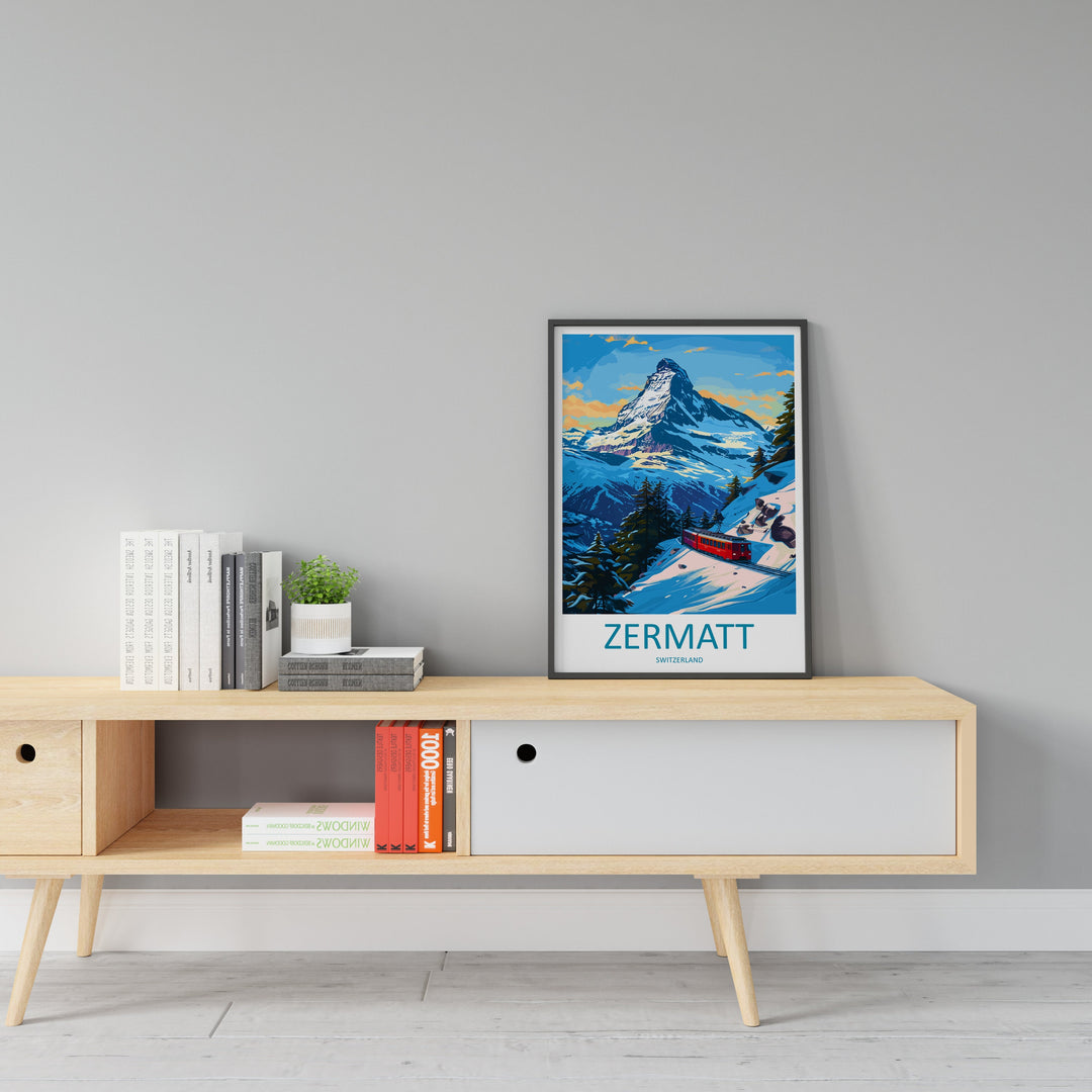 Zermatt Travel Print Wall Art Zermatt Wall Hanging Home Décor Zermatt Gift Art Lovers Ski Art Lover Gift Zermatt Print Skiing Zermatt Art