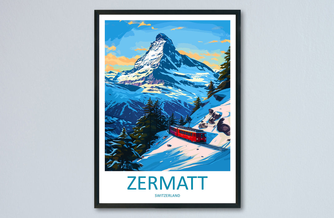 Zermatt Travel Print Wall Art Zermatt Wall Hanging Home Décor Zermatt Gift Art Lovers Ski Art Lover Gift Zermatt Print Skiing Zermatt Art