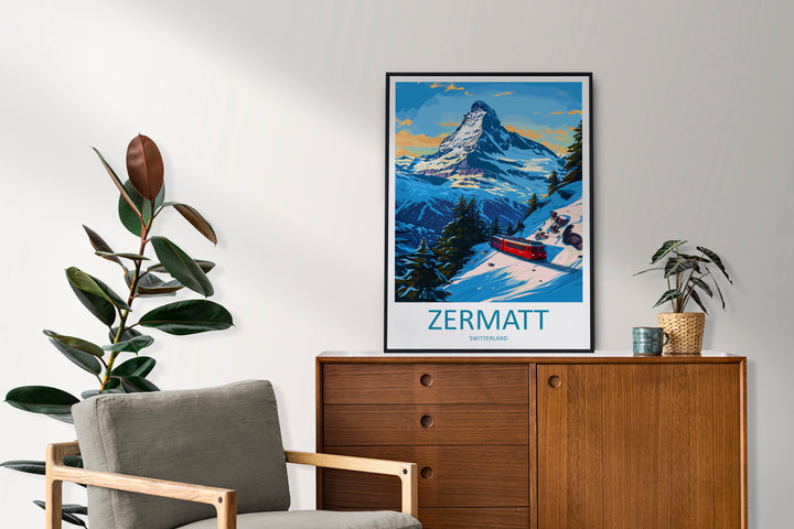 Zermatt Travel Print Wall Art Zermatt Wall Hanging Home Décor Zermatt Gift Art Lovers Ski Art Lover Gift Zermatt Print Skiing Zermatt Art
