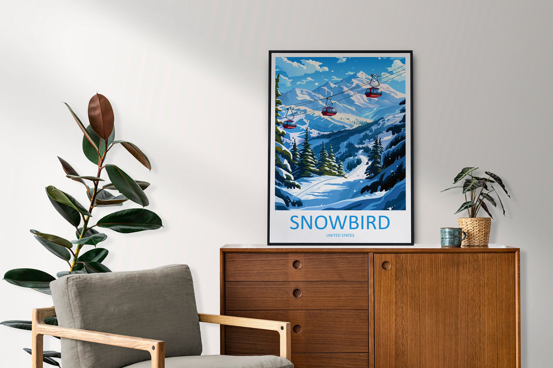 Snowbird Travel Print Wall Art Snowbird Wall Hanging Home Décor Snowbird Gift Art Lovers Ski Art Lover Gift Snowbird Print Skiing Print