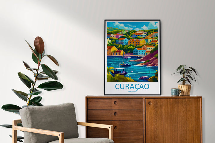 Curaçao Travel Print Wall Art Curaçao Wall Hanging Home Décor Curaçao Gift Art Lovers Wall Art Caribbean Travel Print Poster Gift