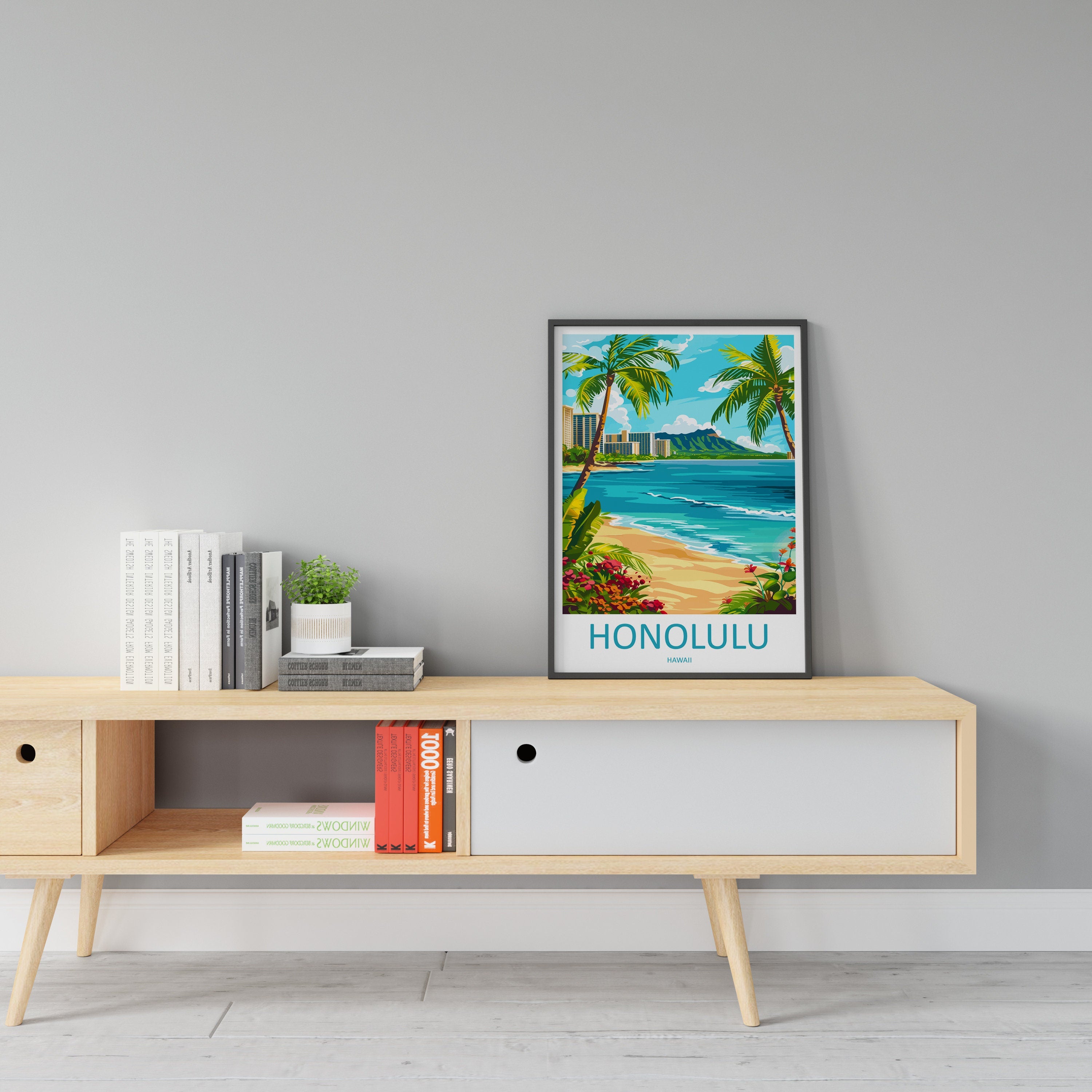 Honolulu Travel Print Wall Art Honolulu Wall Hanging Home Décor Honolulu Gift Art Lovers Hawaii Art Lover Gift Print Artwork