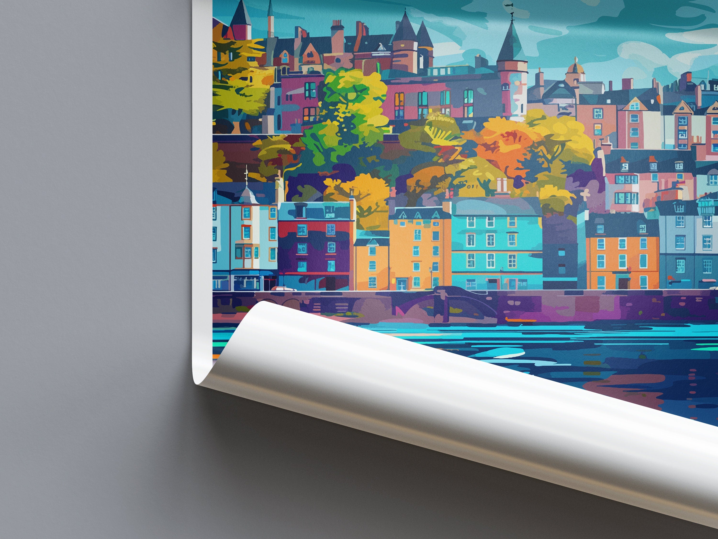 Inverness Cityscape Print Inverness Home Decor European City Art Print Inverness