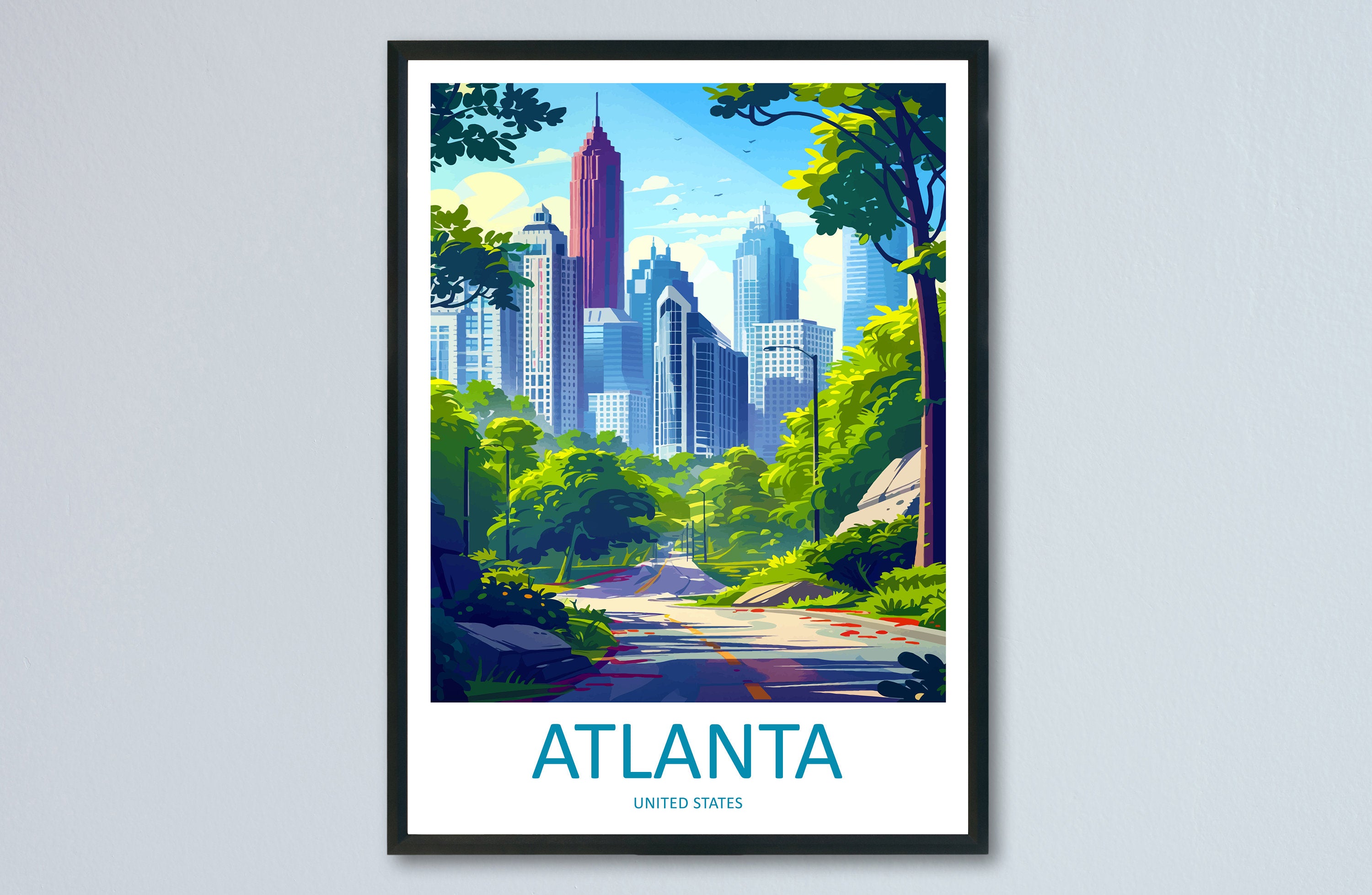 Atlanta Travel Print Atlanta Home Décor Georgia Art Print Atlanta Wall Print For Atlanta Gift Wall Hanging Atlanta Artwork Décor