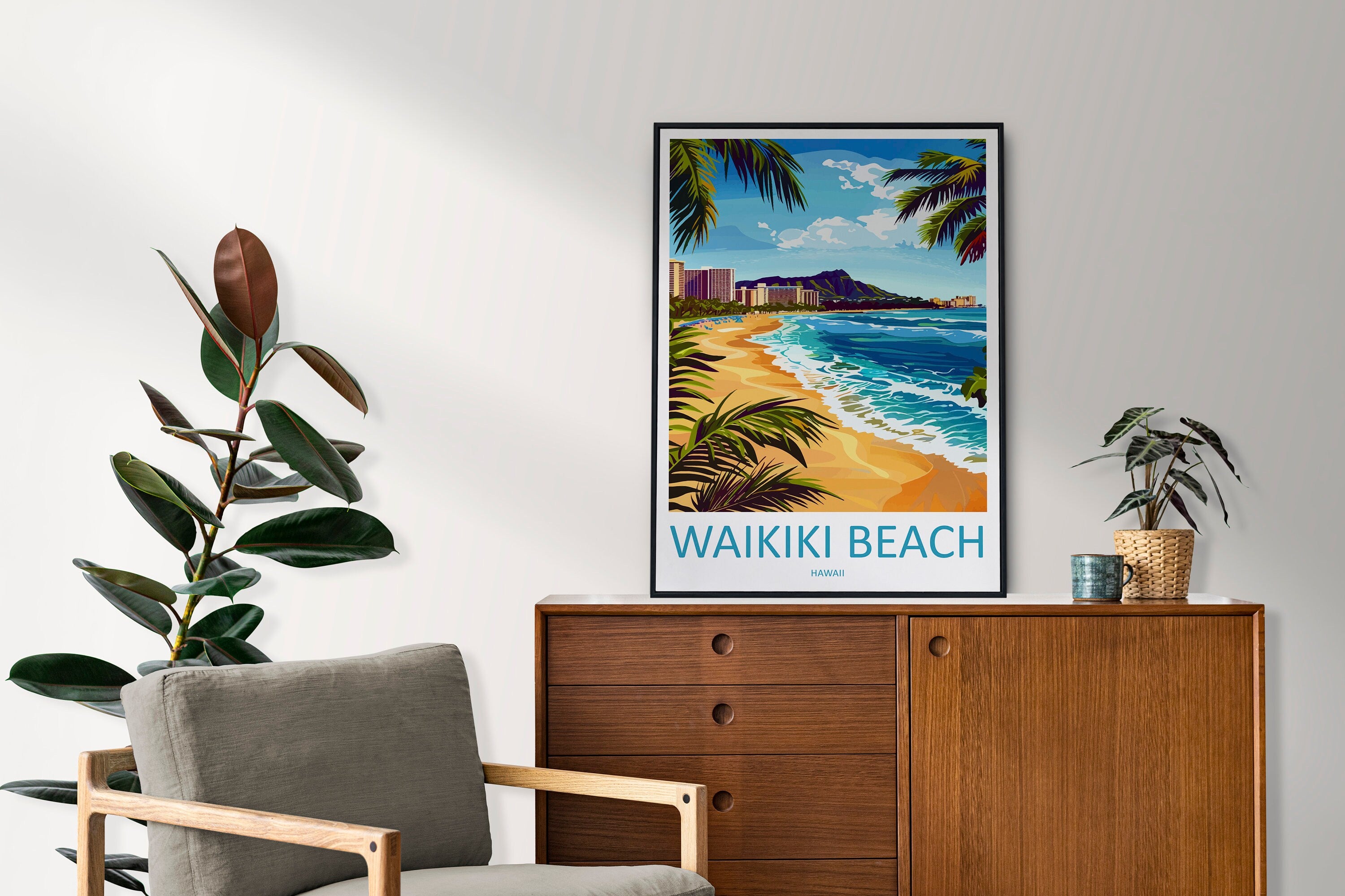 Waikiki Beach Travel Print