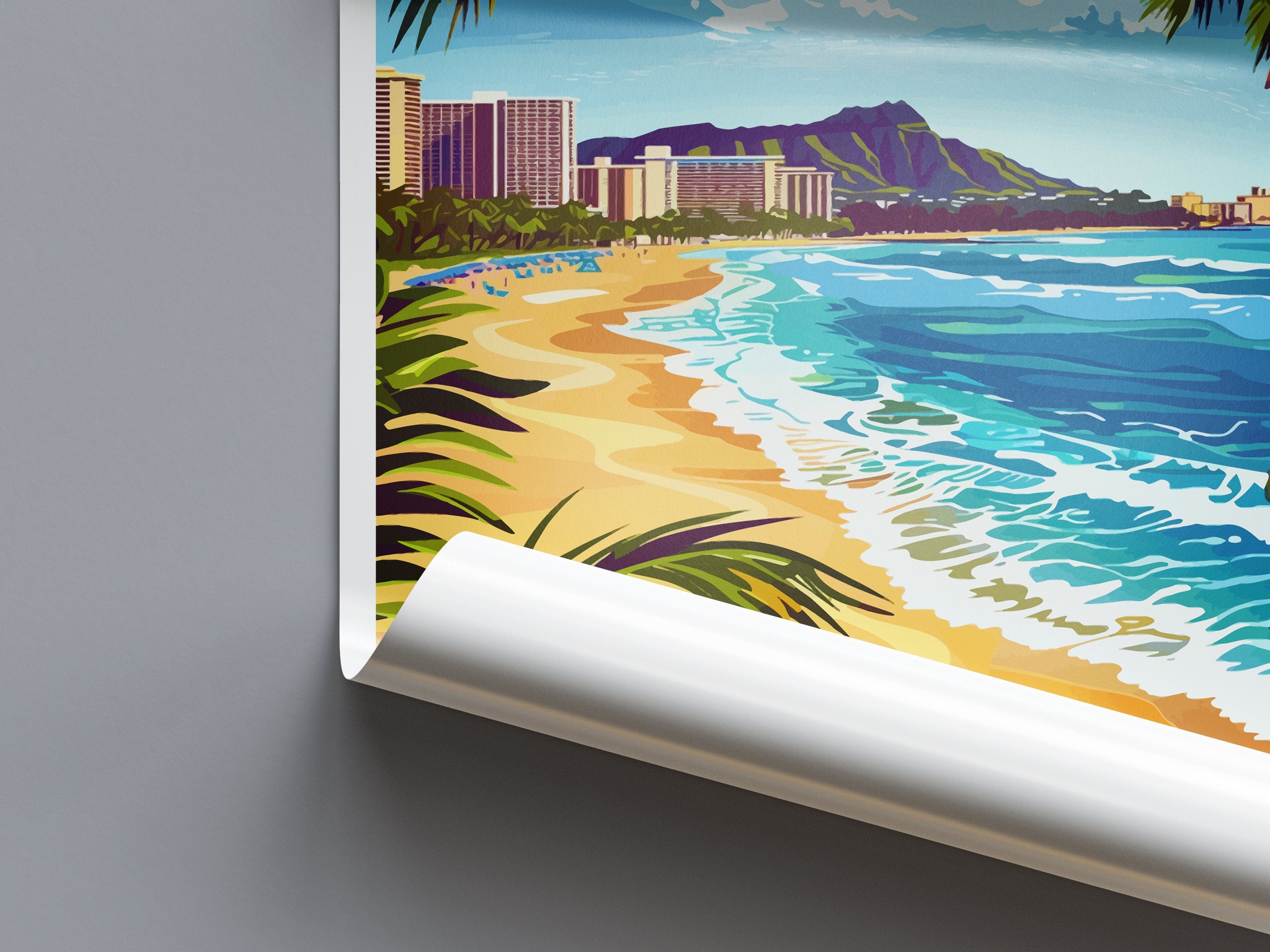 Waikiki Beach Travel Print