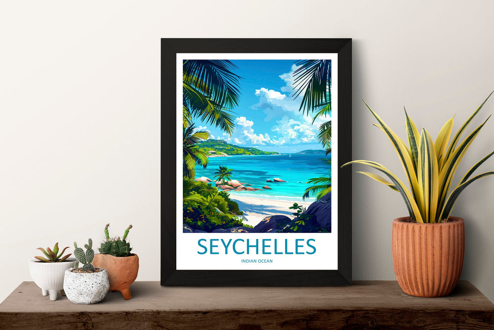 Seychelles Travel Print Wall Art Seychelles Wall Hanging Home Decoration Seychelles Gift Art Lovers Wall Art Seychelles Indian Ocean Print