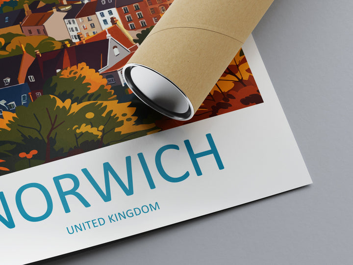 Norwich Travel Print Wall Art Norwich Wall Hanging Home Décor Norwich Gift Art Lovers England Art Lover Gift Norwich Travel Gift