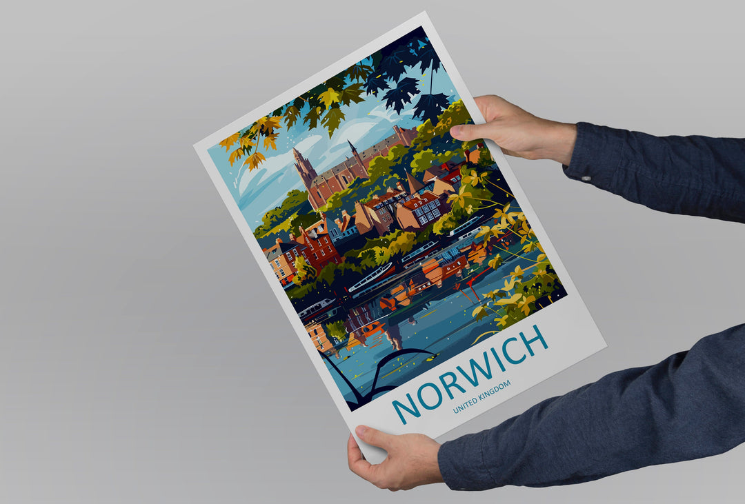 Norwich Travel Print Wall Art Norwich Wall Hanging Home Décor Norwich Gift Art Lovers England Art Lover Gift Norwich Travel Gift