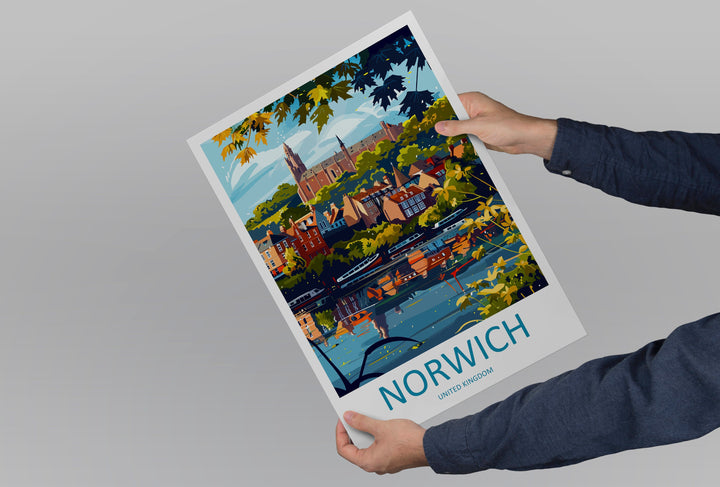 Norwich Travel Print Wall Art Norwich Wall Hanging Home Décor Norwich Gift Art Lovers England Art Lover Gift Norwich Travel Gift