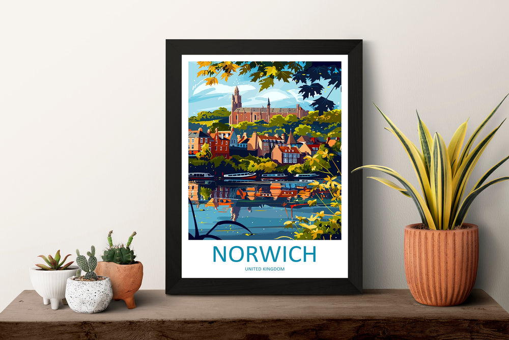 Norwich Travel Print Wall Art Norwich Wall Hanging Home Décor Norwich Gift Art Lovers England Art Lover Gift Norwich Travel Gift