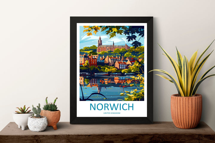 Norwich Travel Print Wall Art Norwich Wall Hanging Home Décor Norwich Gift Art Lovers England Art Lover Gift Norwich Travel Gift