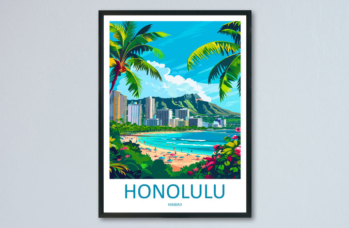 Honolulu Travel Print Wall Art Honolulu Wall Hanging Home Décor Honolulu Gift Art Lovers Hawaii Art Lover Gift Print Artwork