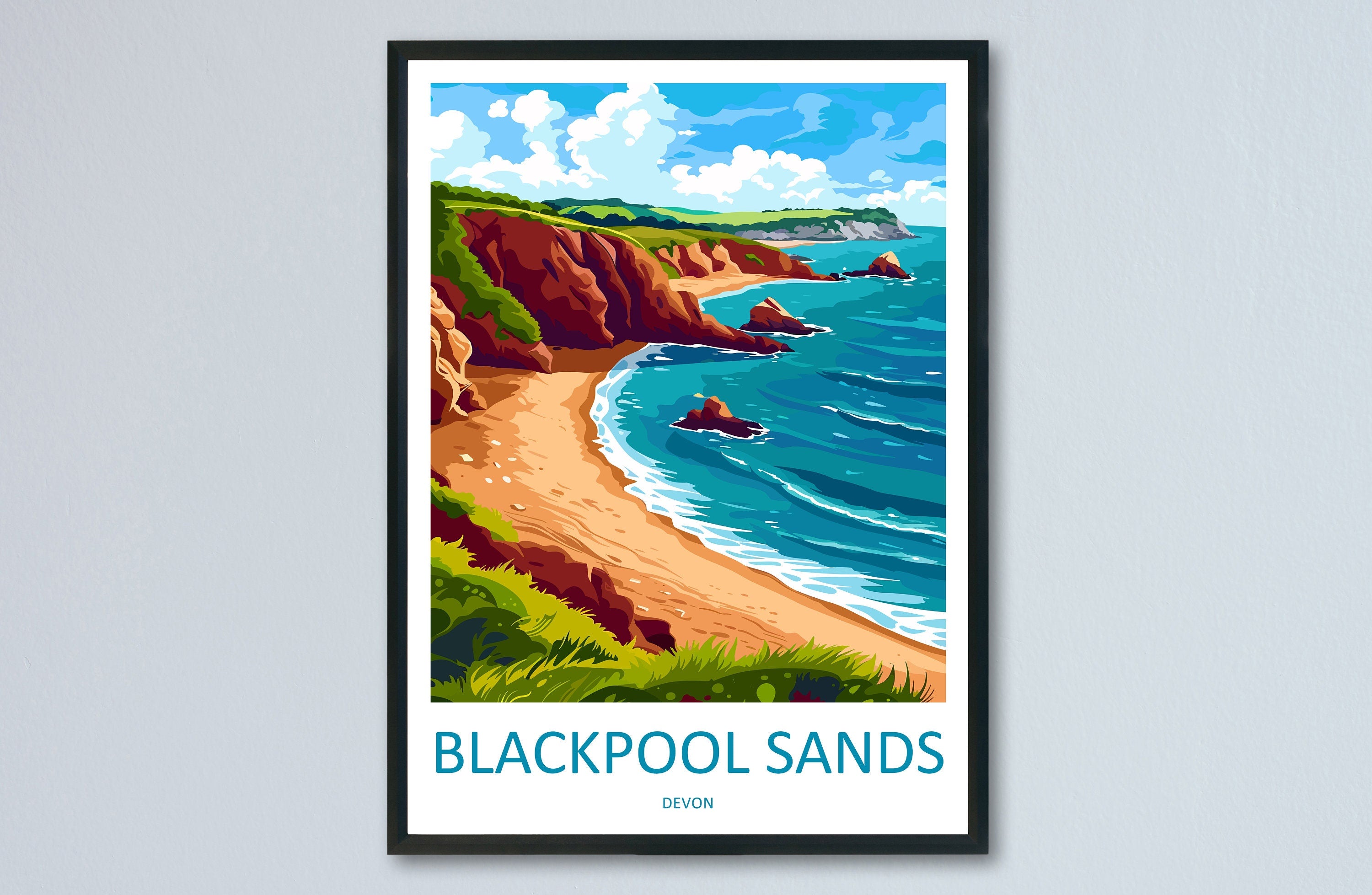 Blackpool Sands Travel Print