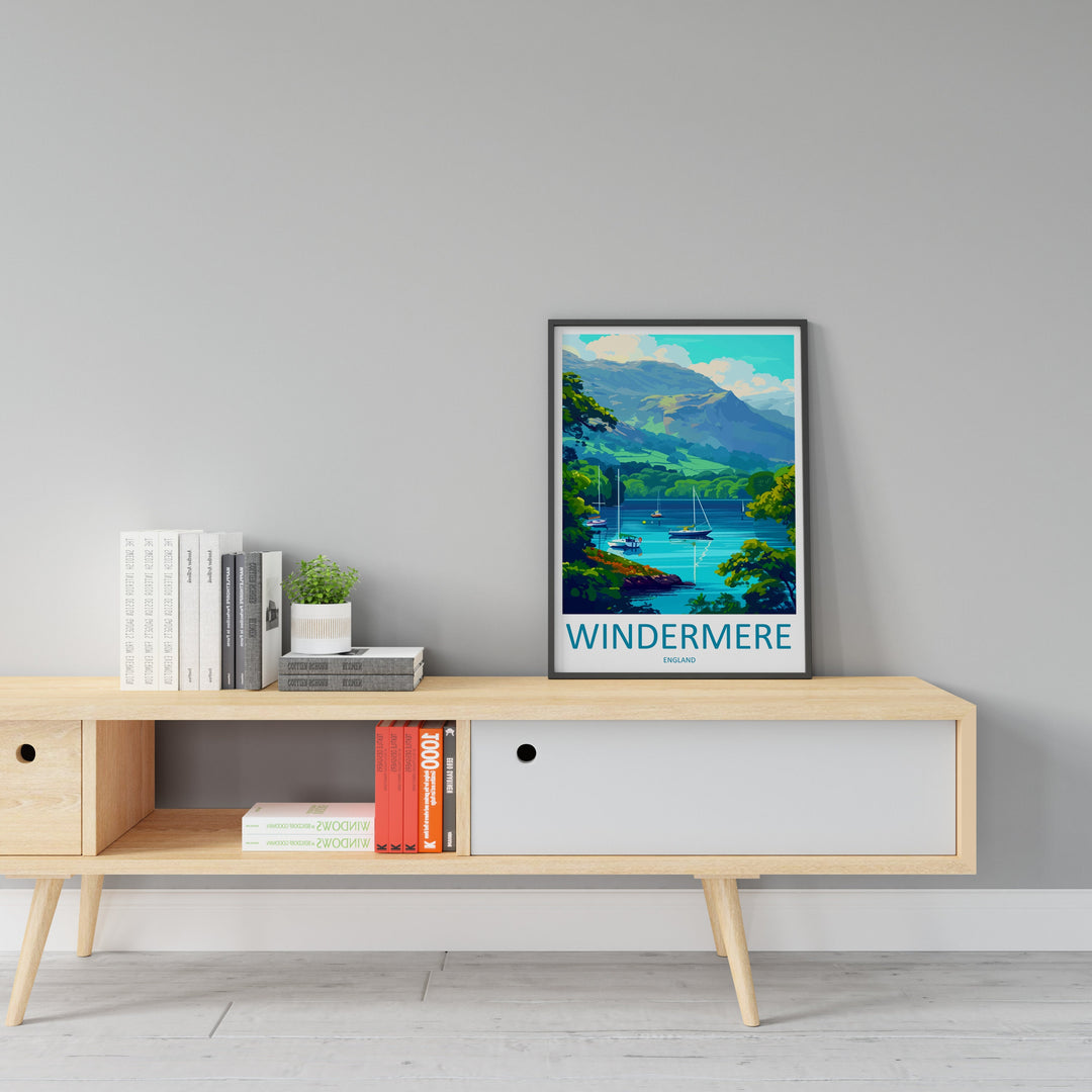 Windermere Travel Print Wall Art Windermere Wall Hanging Home Décor Windermere Gift Art Lovers England Art Lover Gift Windermere Souvenir