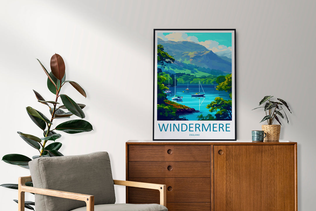 Windermere Travel Print Wall Art Windermere Wall Hanging Home Décor Windermere Gift Art Lovers England Art Lover Gift Windermere Souvenir