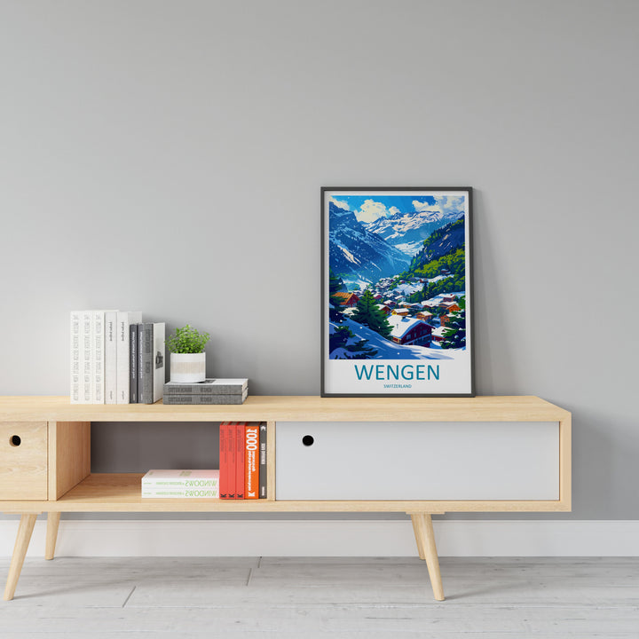 Wengen Travel Print Wall Art Wengen Wall Hanging Home Décor Wengen Gift Art Lovers Switzerland Art Lover Gift Wengen Travel Art
