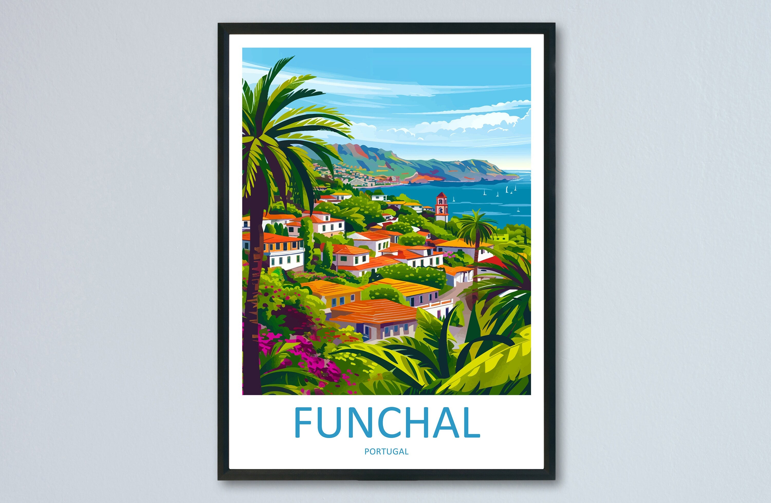 Funchal Travel Print Wall Art Funchal Wall Hanging Home Décor Funchal Gift Art Lovers Portugal Art Lover Gift Funchal Wall Décor Funchal Art