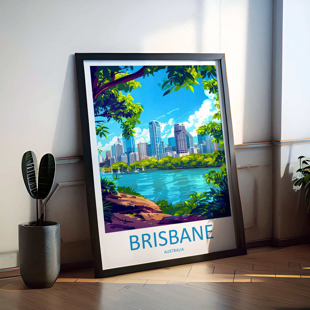 Brisbane Travel Print Wall Art Brisbane Wall Hanging Home Décor Brisbane Gift Art Lovers Wall Art Australia Poster Art