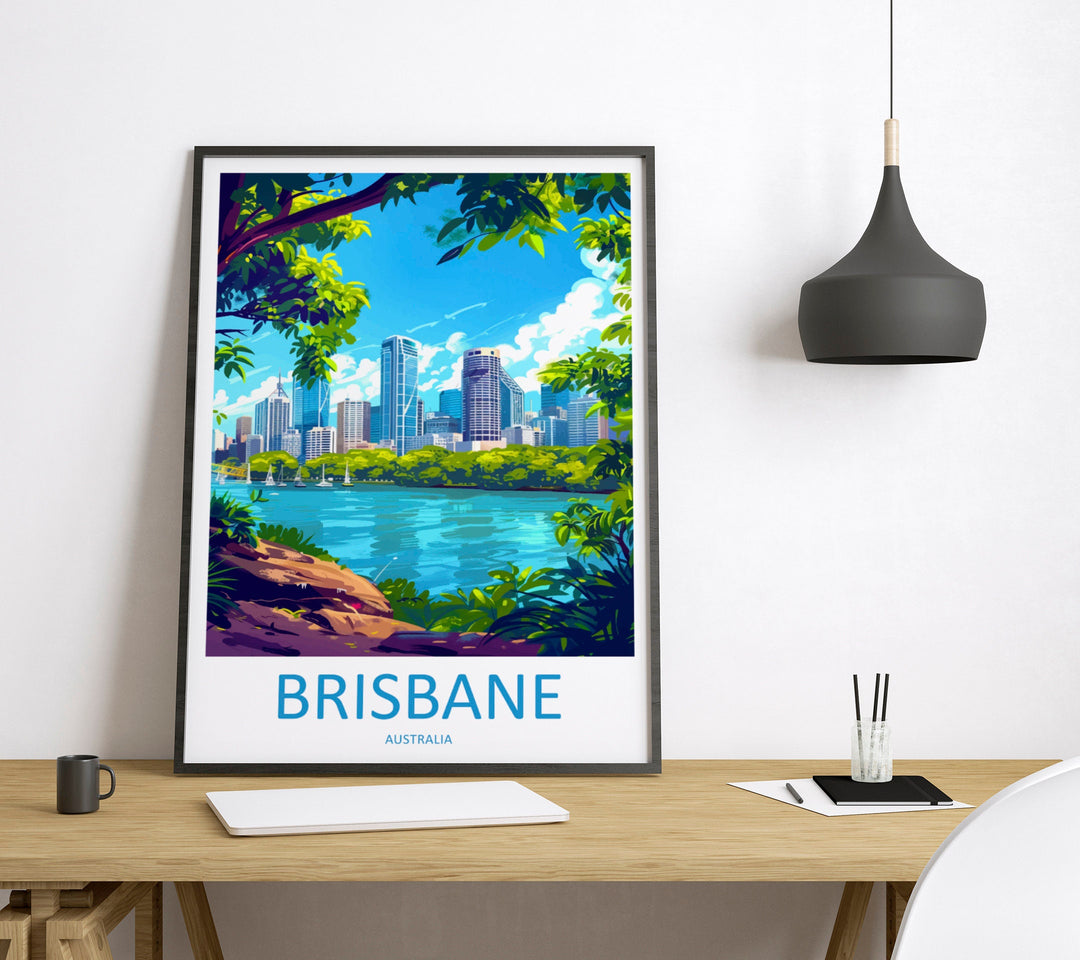 Brisbane Travel Print Wall Art Brisbane Wall Hanging Home Décor Brisbane Gift Art Lovers Wall Art Australia Poster Art