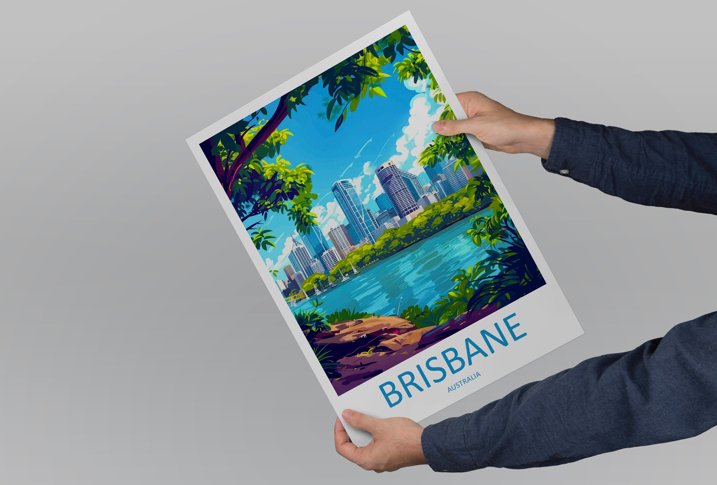 Brisbane Travel Print Wall Art Brisbane Wall Hanging Home Décor Brisbane Gift Art Lovers Wall Art Australia Poster Art
