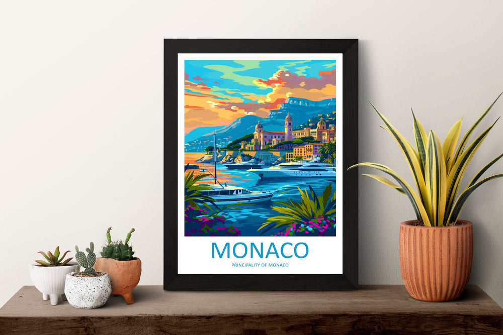 Monaco Travel Print Wall Art Monaco Wall Hanging Home Décor Monaco Gift Art Lovers Monaco Art Lover Gift Monaco Travel Art Wall Gift