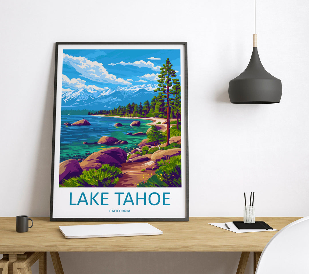 Lake Tahoe Travel Print Wall Art Lake Tahoe Wall Hanging Home Décor Lake Tahoe Gift Art Lovers Nevada Art Lover Gift Lake Tahoe Decor